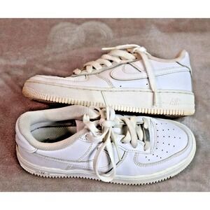 Nike Air Force 1 Shoes Youth Size 4Y White Low AF1 Leather Sneakers All White